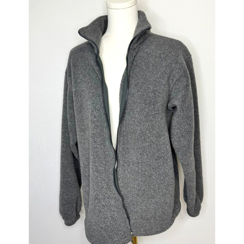 Lands End Womens Polartec Fleece Jacket Medium Gray Full-Zip